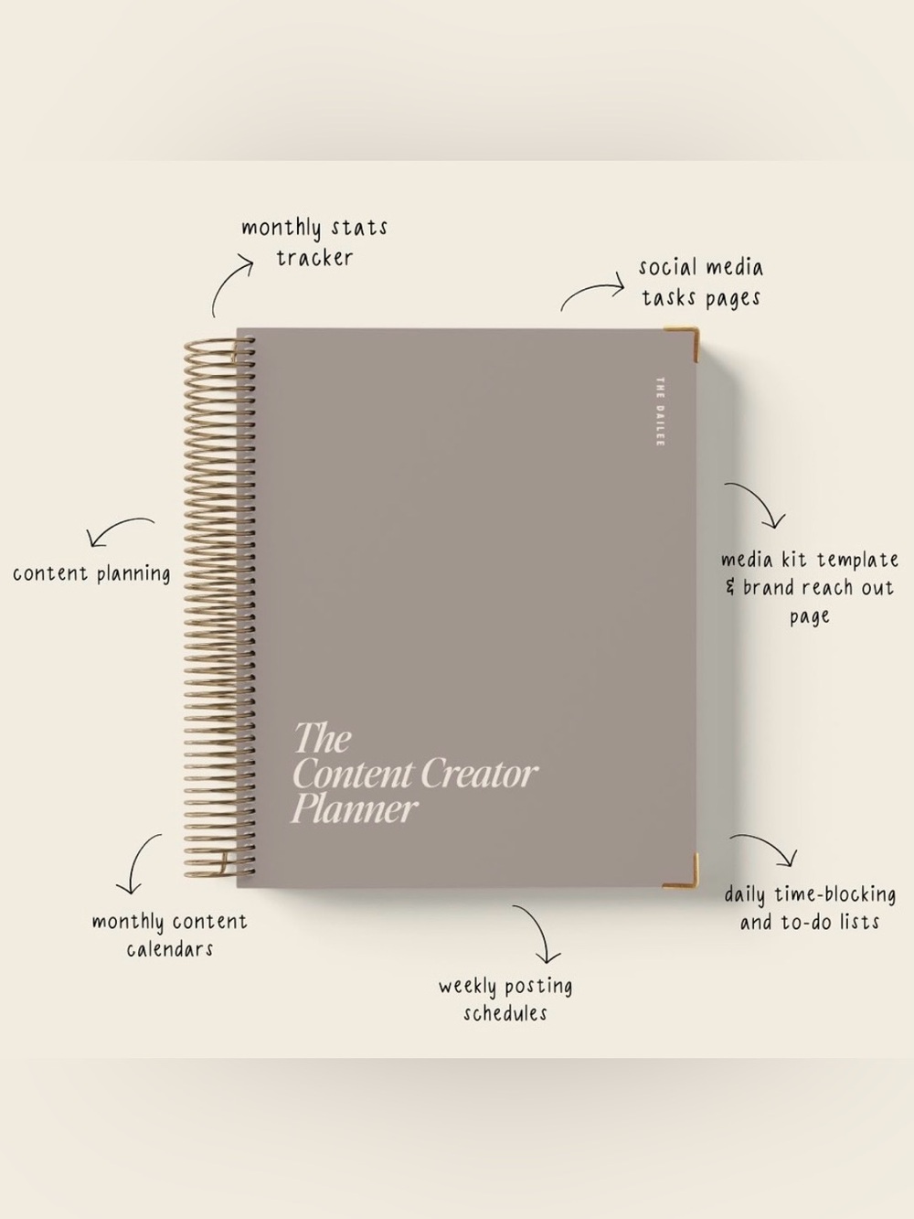 The Content Creator Planner —The Dailee Neutral Taupe Journal